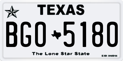 TX license plate BGO5180