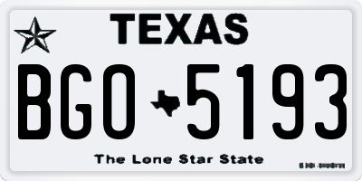 TX license plate BGO5193