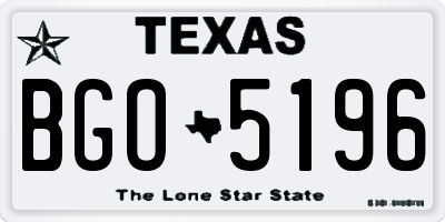TX license plate BGO5196