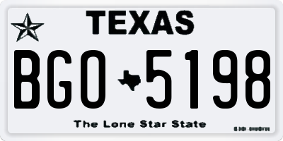 TX license plate BGO5198
