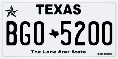 TX license plate BGO5200