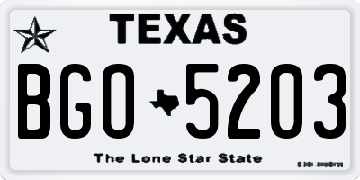 TX license plate BGO5203