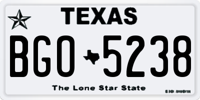 TX license plate BGO5238