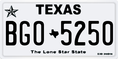 TX license plate BGO5250