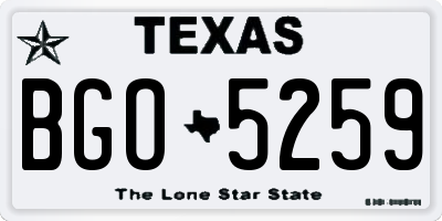 TX license plate BGO5259