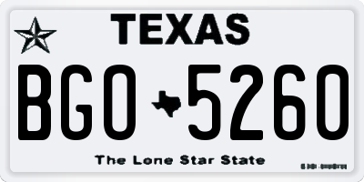 TX license plate BGO5260
