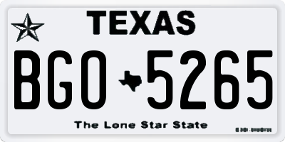 TX license plate BGO5265