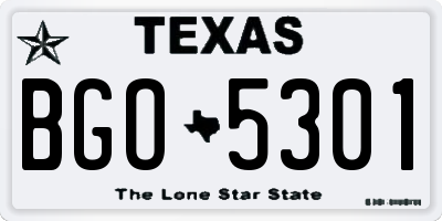 TX license plate BGO5301
