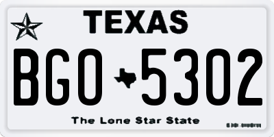TX license plate BGO5302