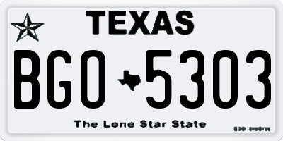TX license plate BGO5303