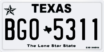 TX license plate BGO5311