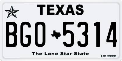 TX license plate BGO5314