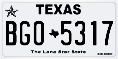 TX license plate BGO5317