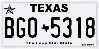 TX license plate BGO5318