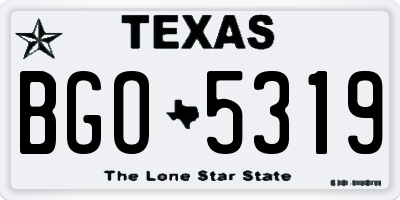 TX license plate BGO5319