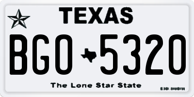 TX license plate BGO5320