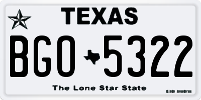 TX license plate BGO5322