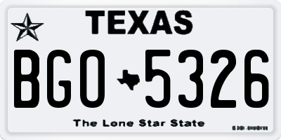 TX license plate BGO5326
