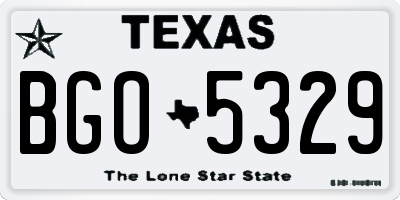 TX license plate BGO5329