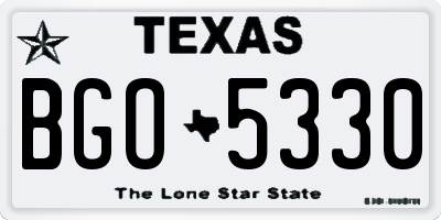 TX license plate BGO5330