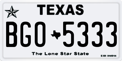 TX license plate BGO5333