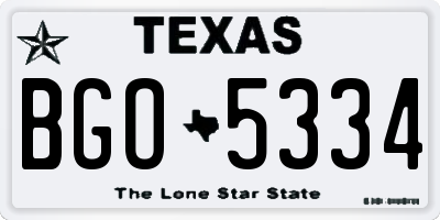 TX license plate BGO5334