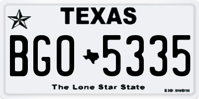 TX license plate BGO5335