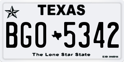TX license plate BGO5342