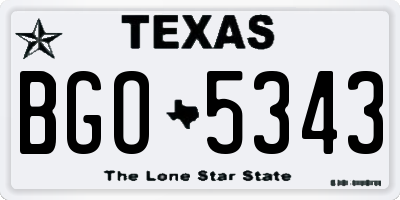 TX license plate BGO5343