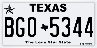 TX license plate BGO5344