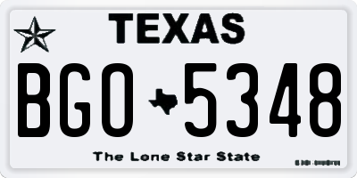 TX license plate BGO5348