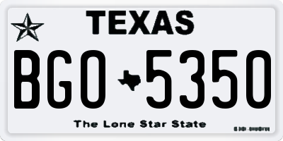 TX license plate BGO5350