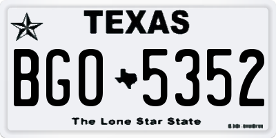 TX license plate BGO5352