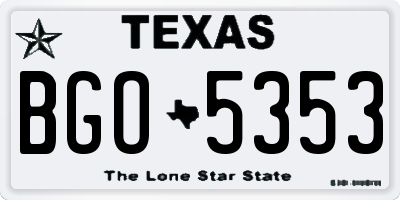 TX license plate BGO5353