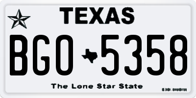 TX license plate BGO5358