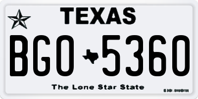 TX license plate BGO5360