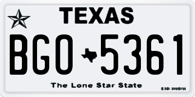 TX license plate BGO5361