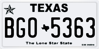 TX license plate BGO5363
