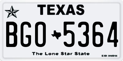 TX license plate BGO5364