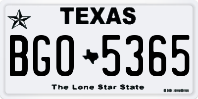 TX license plate BGO5365