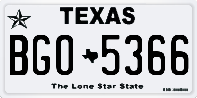 TX license plate BGO5366