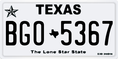 TX license plate BGO5367