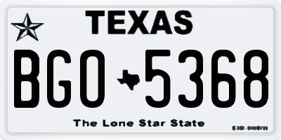 TX license plate BGO5368