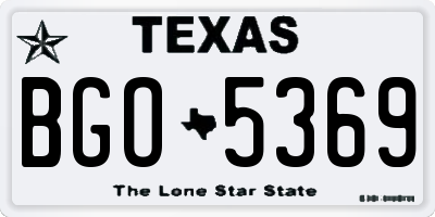 TX license plate BGO5369