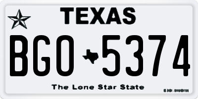 TX license plate BGO5374
