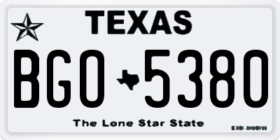 TX license plate BGO5380