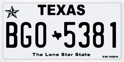 TX license plate BGO5381