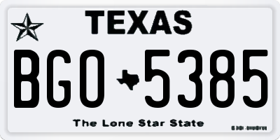 TX license plate BGO5385