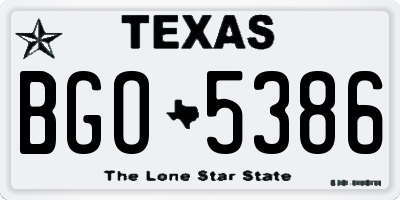 TX license plate BGO5386