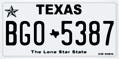 TX license plate BGO5387